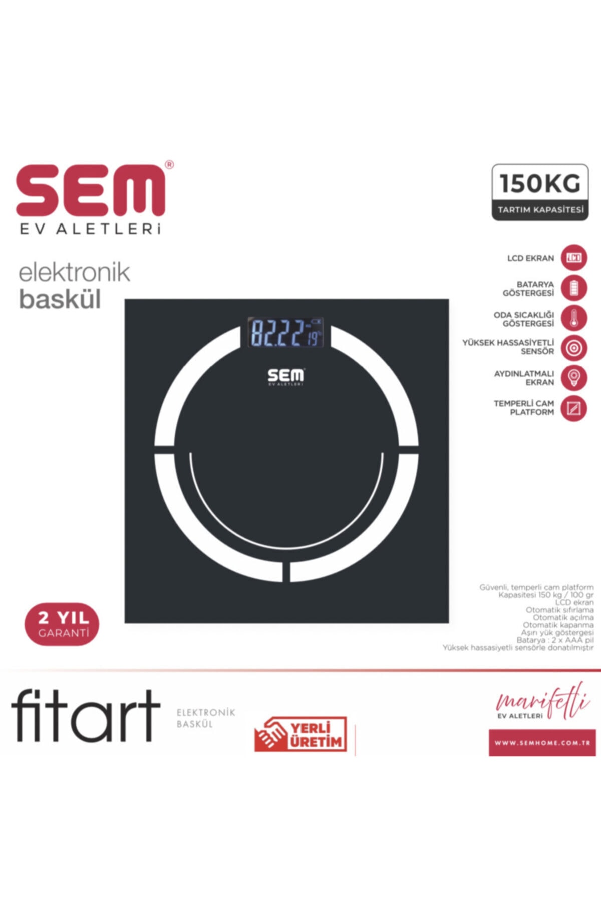 SEM FİTART CAM ELEKTRONİK BASKÜL TARTI